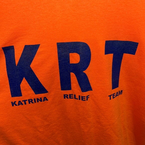 vintage Y2K Hurricane Katrina Relief Team Faith Bible Church Orange Shirt XL - Picture 2 of 5